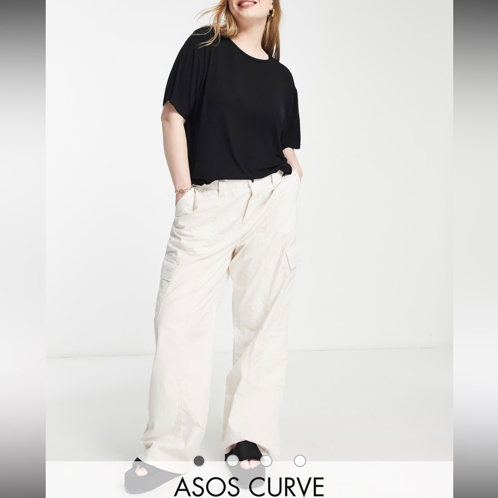 ASOS Curve Off-White Wide-Leg Trousers